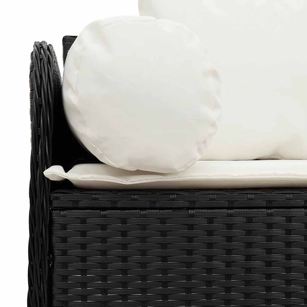 3-personers havesofa med hynder polyrattan sort