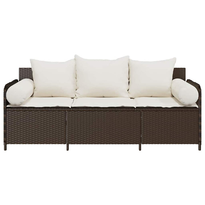 3-personers havesofa med hynder polyrattan brun