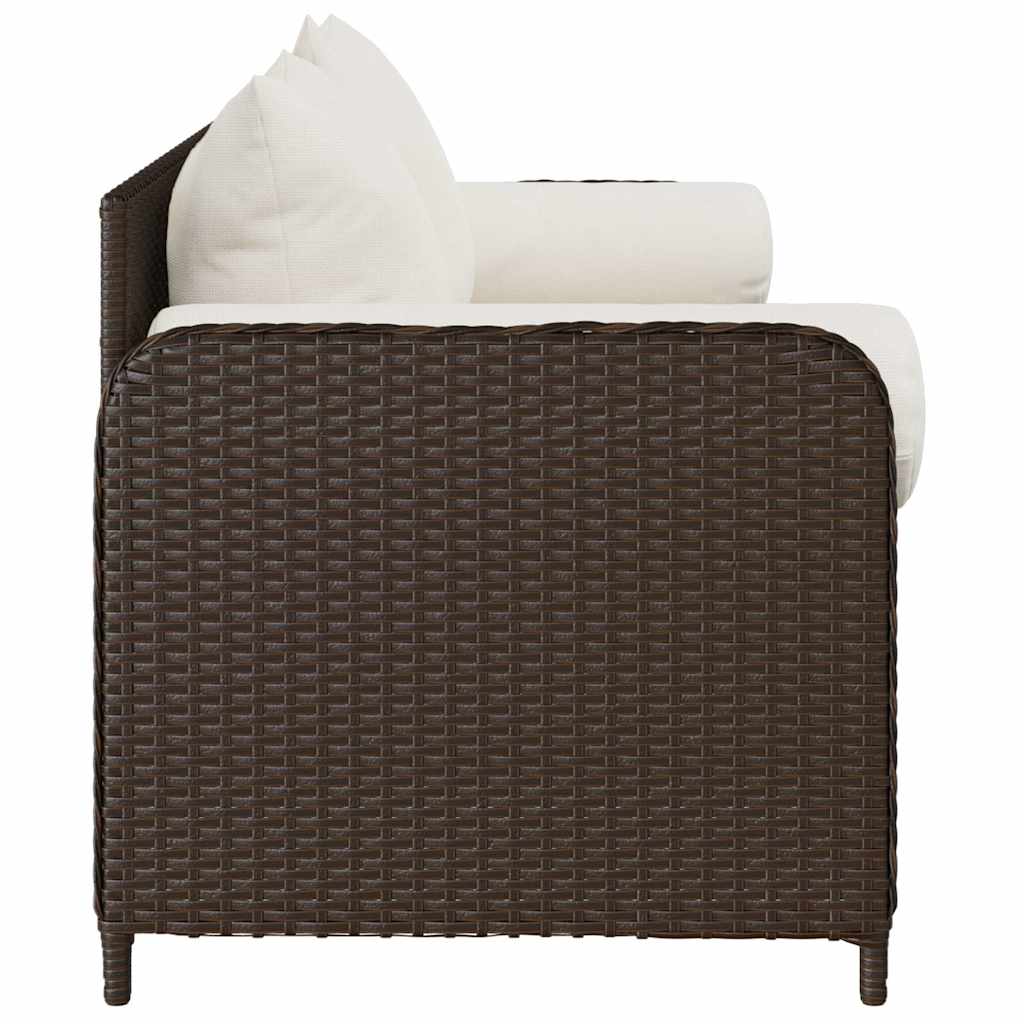 3-personers havesofa med hynder polyrattan brun