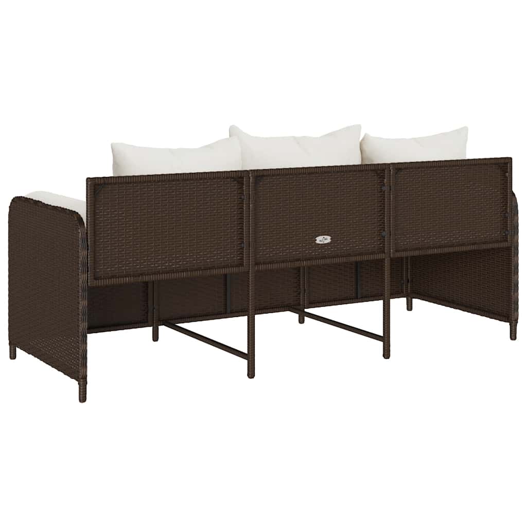 3-personers havesofa med hynder polyrattan brun