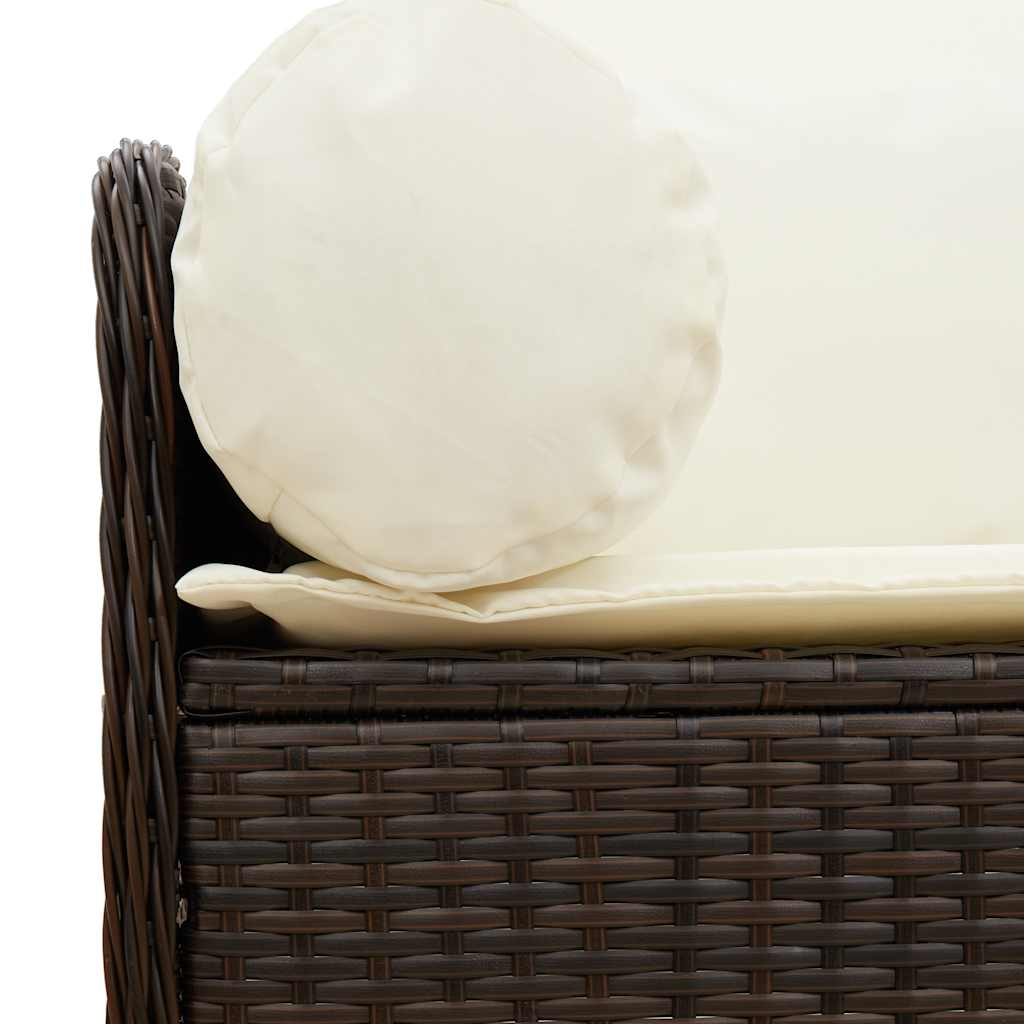 3-personers havesofa med hynder polyrattan brun