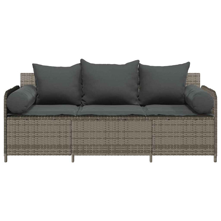 3-personers havesofa med hynder polyrattan grå