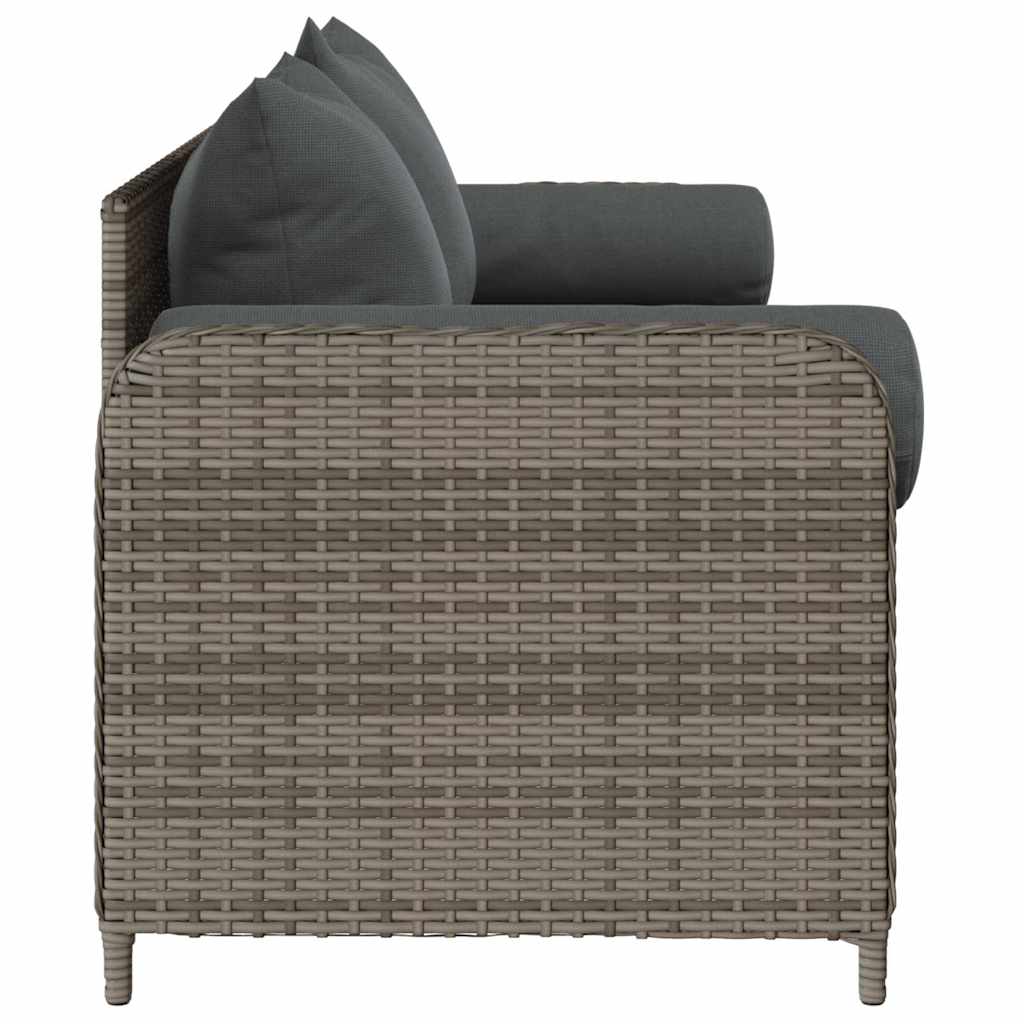 3-personers havesofa med hynder polyrattan grå