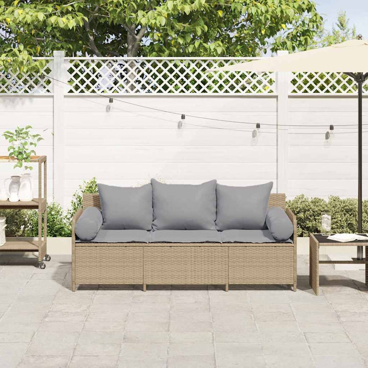 3-personers havesofa med hynder polyrattan beige
