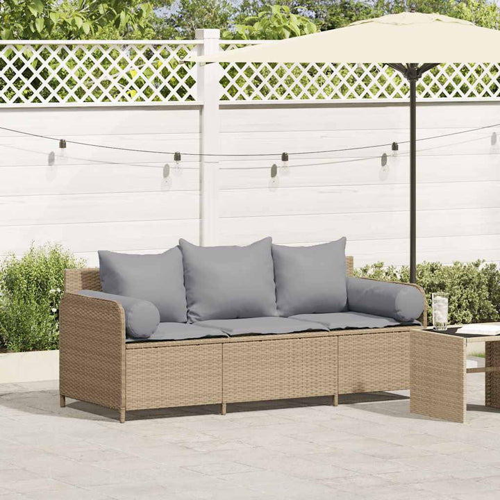 3-personers havesofa med hynder polyrattan beige