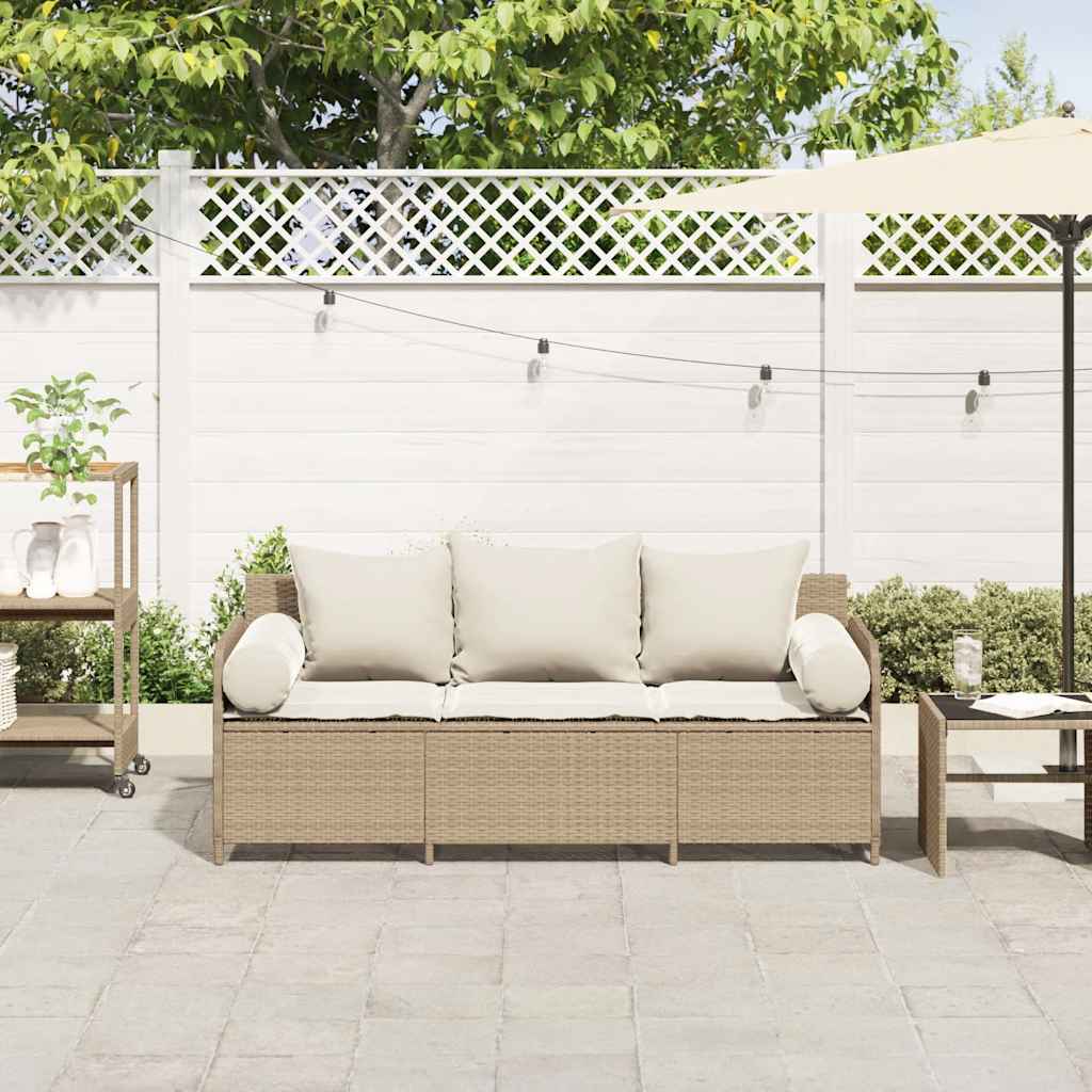 3-personers havesofa med hynder polyrattan beige