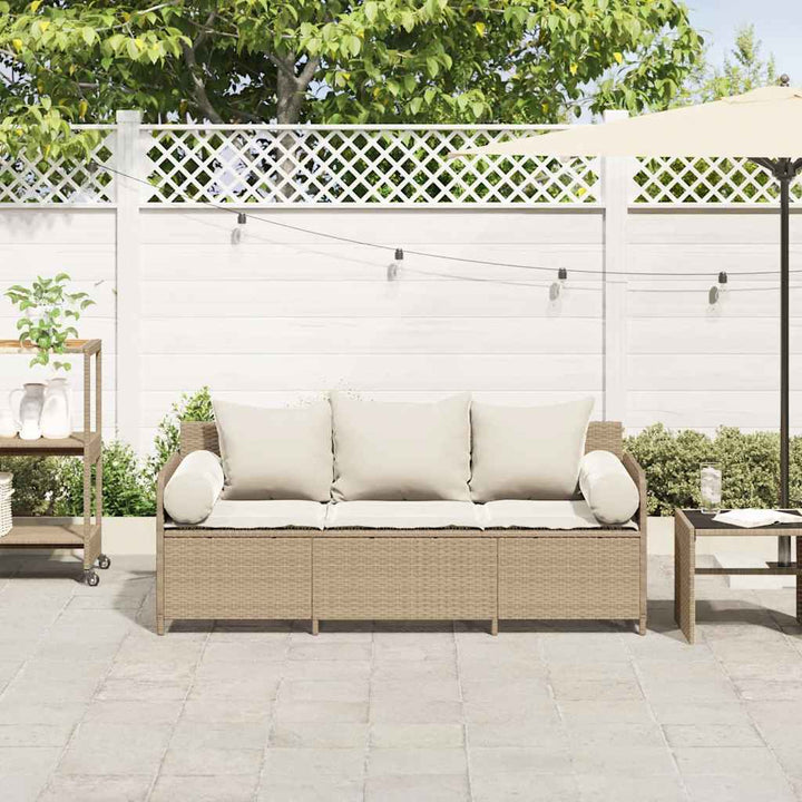3-personers havesofa med hynder polyrattan beige