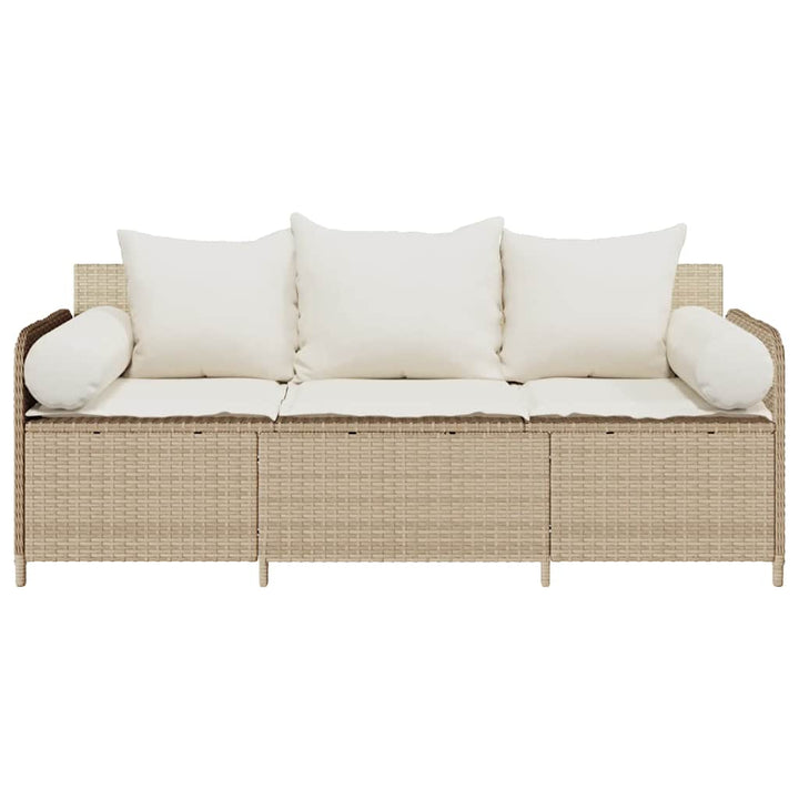 3-personers havesofa med hynder polyrattan beige