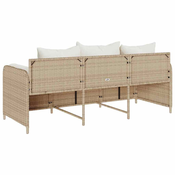 3-personers havesofa med hynder polyrattan beige