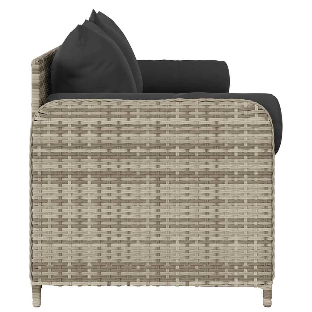 3-personers havesofa med hynder polyrattan lysegrå