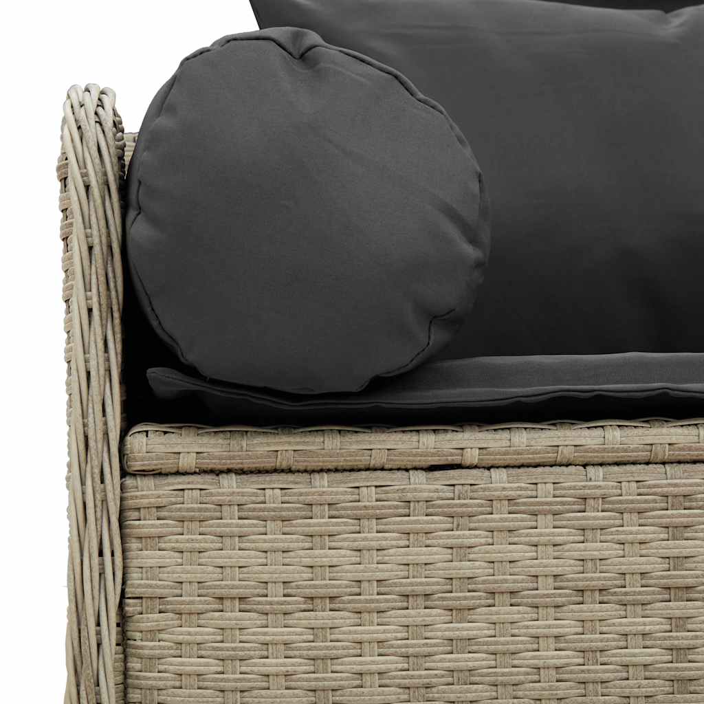 3-personers havesofa med hynder polyrattan lysegrå