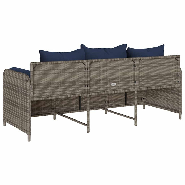 3-personers havesofa med hynder polyrattan grå