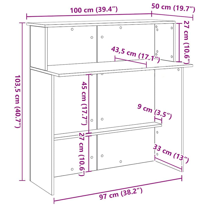 receptionsdisk hvid 100x50x103,5 cm konstrueret træ