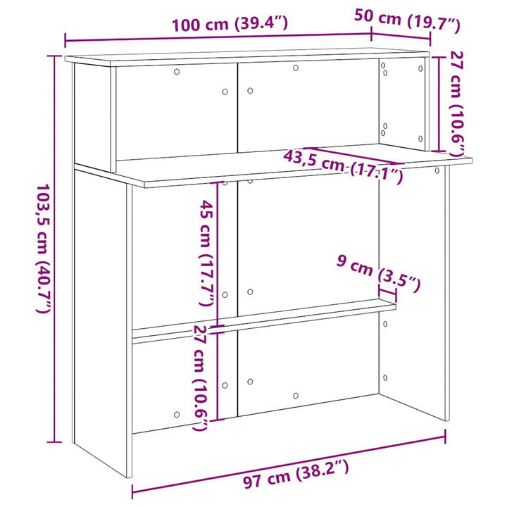 receptionsskranke kunsteg 100x50x103,5 cm konstrueret træ