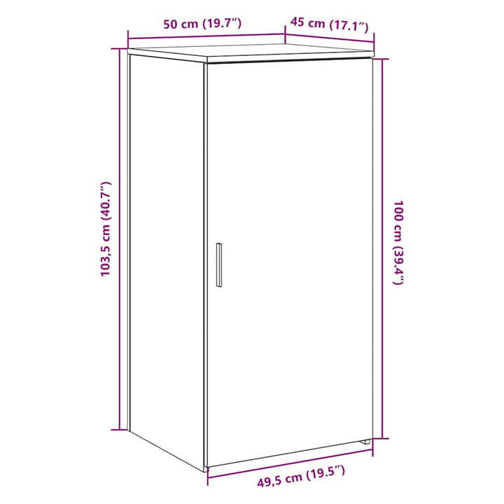 opbevaringsskab 50x45x103,5 cm konstrueret træ antikt træ