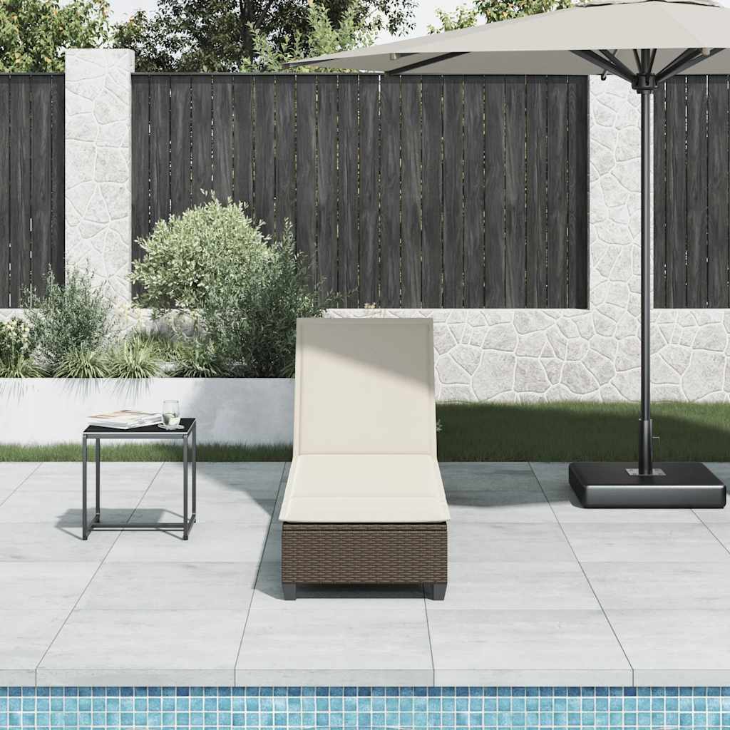 liggestol med hynder 55x200x25,5 cm polyrattan brun