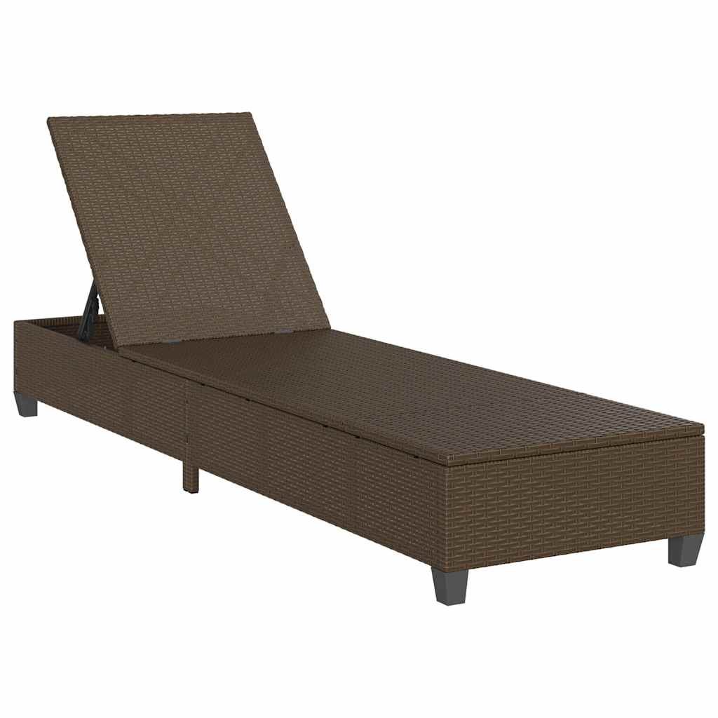 liggestol med hynder 55x200x25,5 cm polyrattan brun
