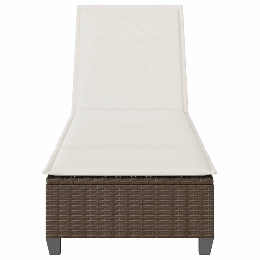 liggestol med hynder 55x200x25,5 cm polyrattan brun