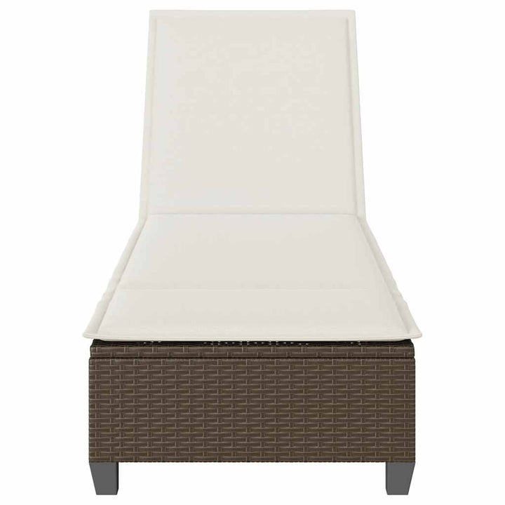 liggestol med hynder 55x200x25,5 cm polyrattan brun