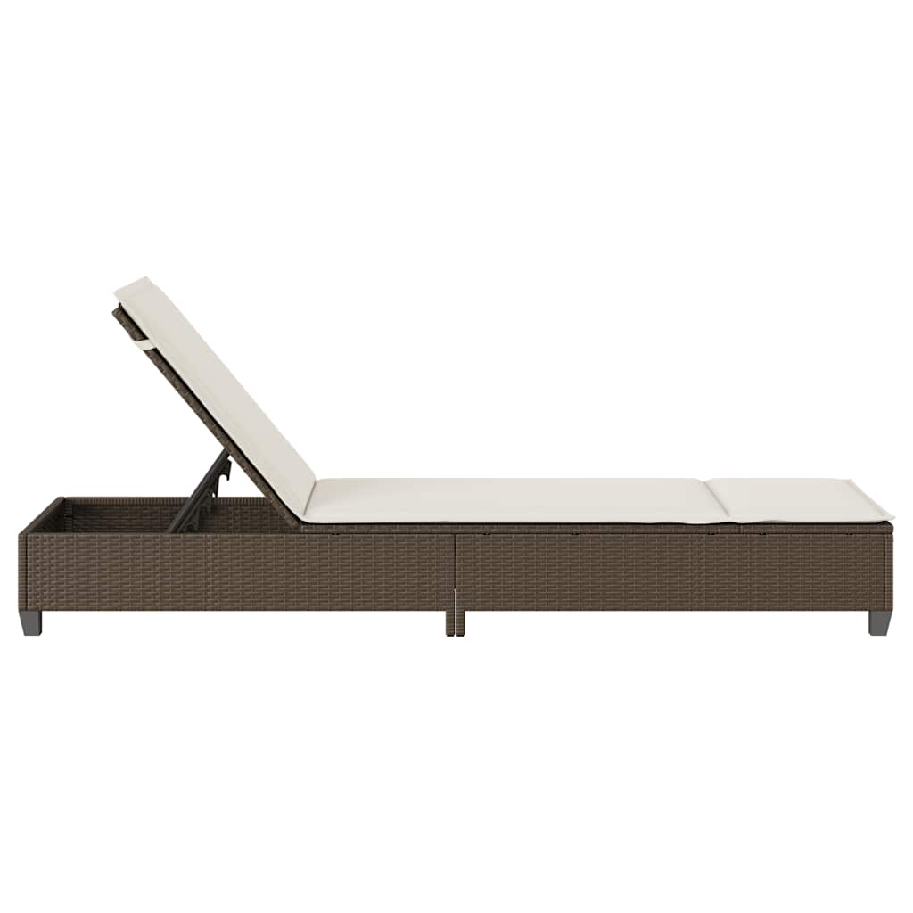 liggestol med hynder 55x200x25,5 cm polyrattan brun
