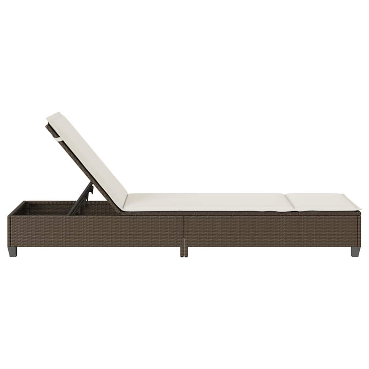 liggestol med hynder 55x200x25,5 cm polyrattan brun
