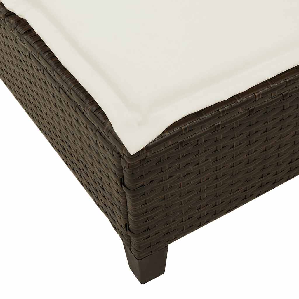 liggestol med hynder 55x200x25,5 cm polyrattan brun