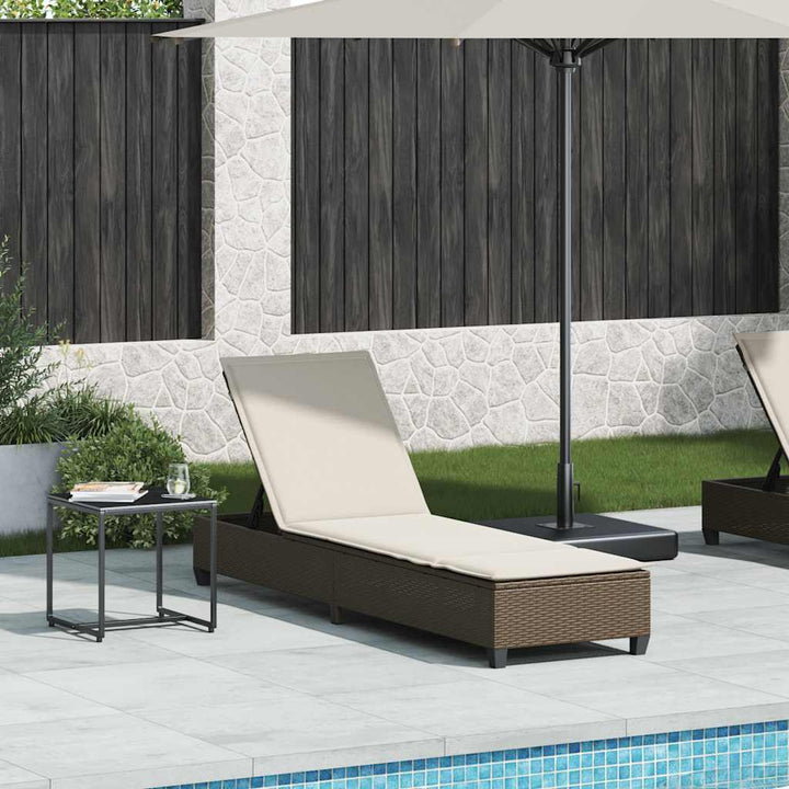 liggestol med hynder 55x200x25,5 cm polyrattan brun