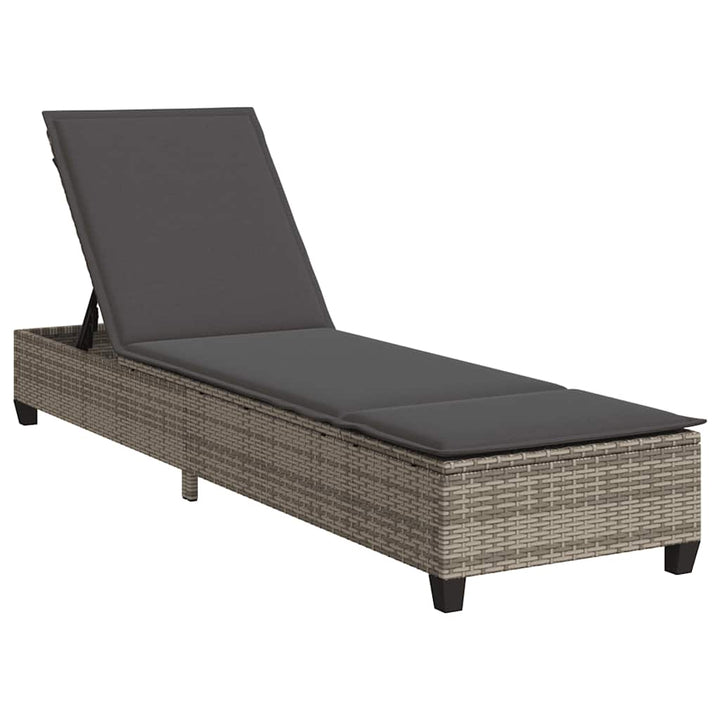 liggestol med hynder 55x200x25,5 cm polyrattan grå
