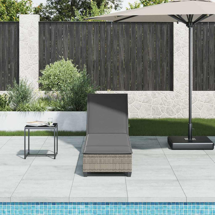 liggestol med hynder 55x200x25,5 cm polyrattan grå
