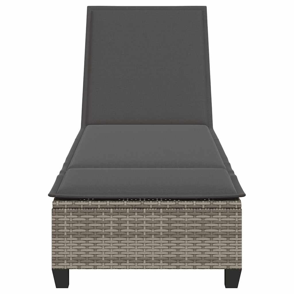 liggestol med hynder 55x200x25,5 cm polyrattan grå