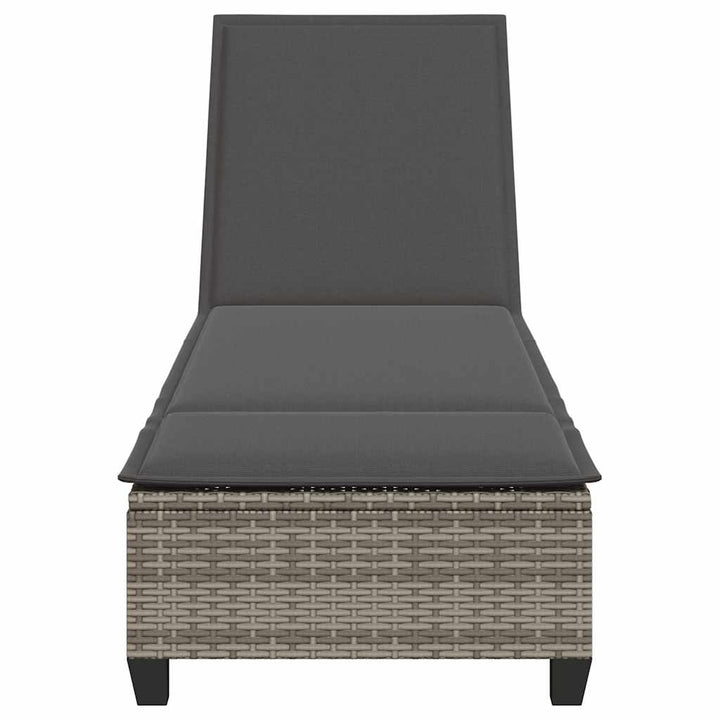 liggestol med hynder 55x200x25,5 cm polyrattan grå