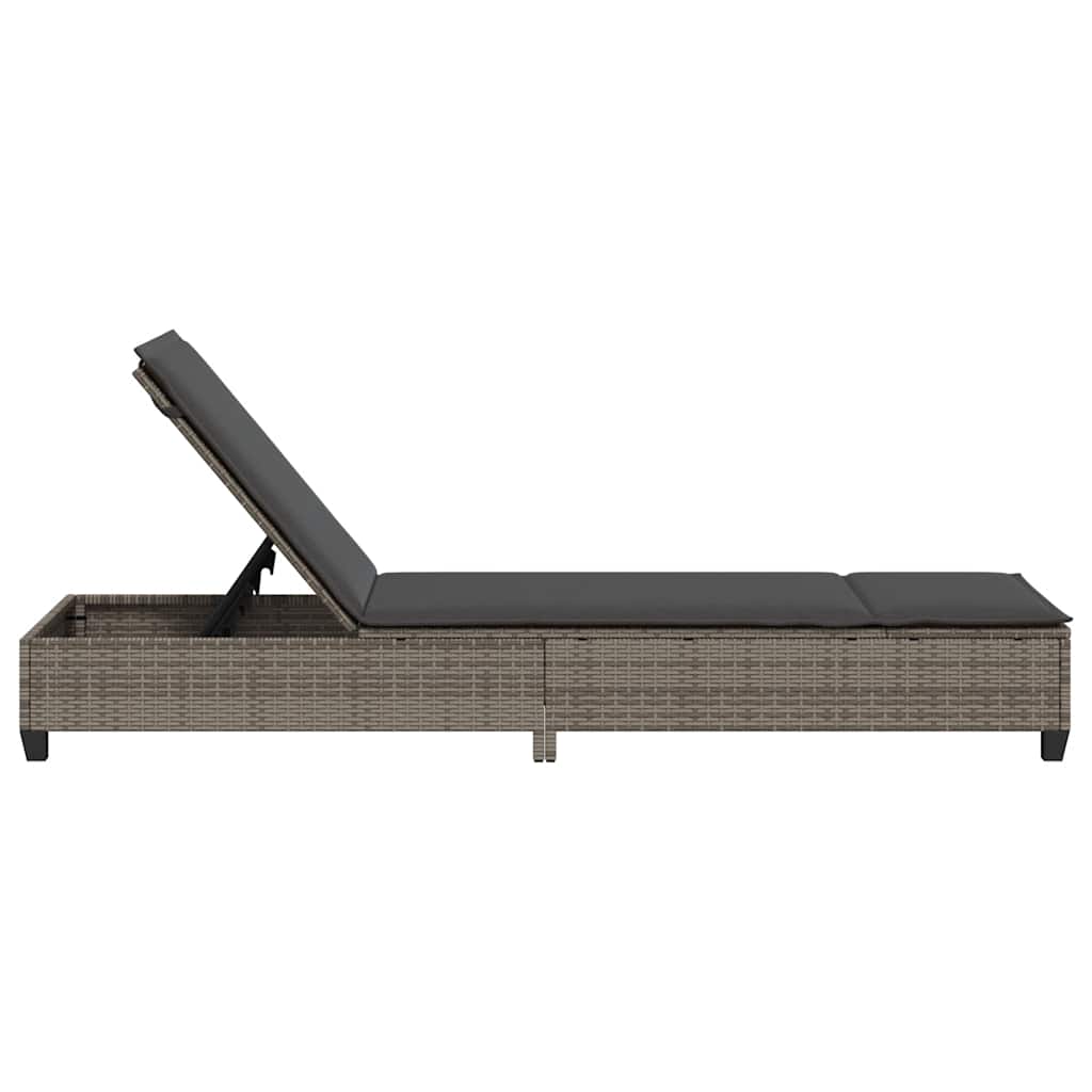 liggestol med hynder 55x200x25,5 cm polyrattan grå