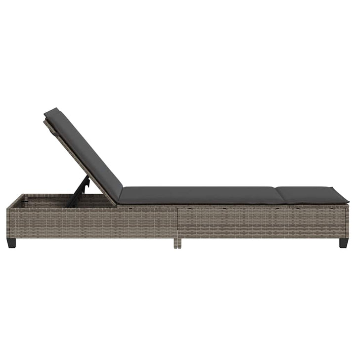 liggestol med hynder 55x200x25,5 cm polyrattan grå
