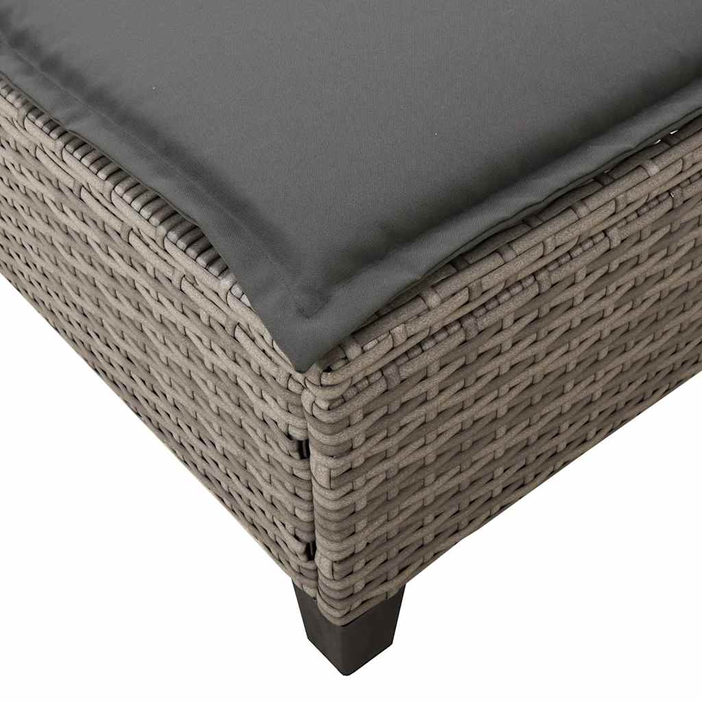 liggestol med hynder 55x200x25,5 cm polyrattan grå