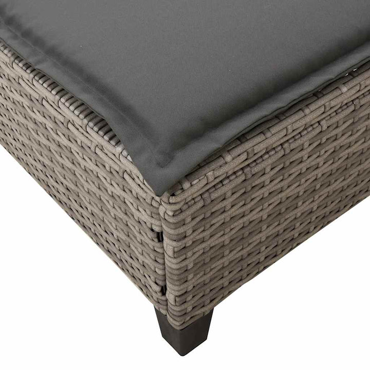 liggestol med hynder 55x200x25,5 cm polyrattan grå