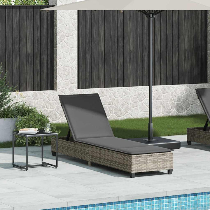 liggestol med hynder 55x200x25,5 cm polyrattan grå