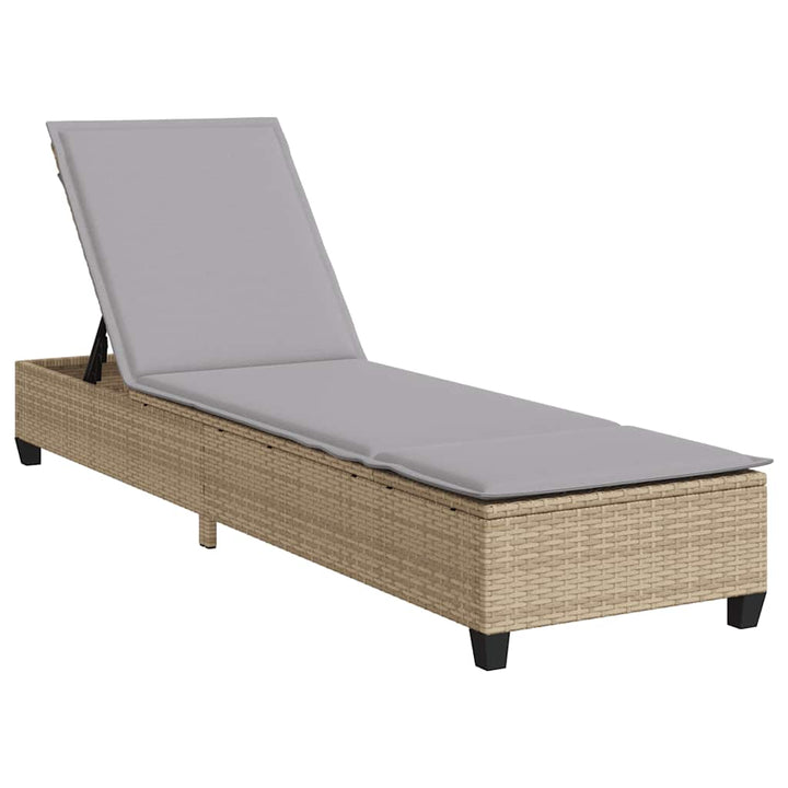 liggestol med hynder 55x200x25,5 cm polyrattan beige