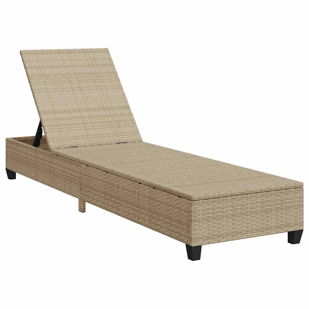 liggestol med hynder 55x200x25,5 cm polyrattan beige