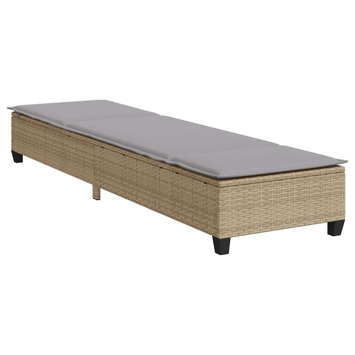 liggestol med hynder 55x200x25,5 cm polyrattan beige