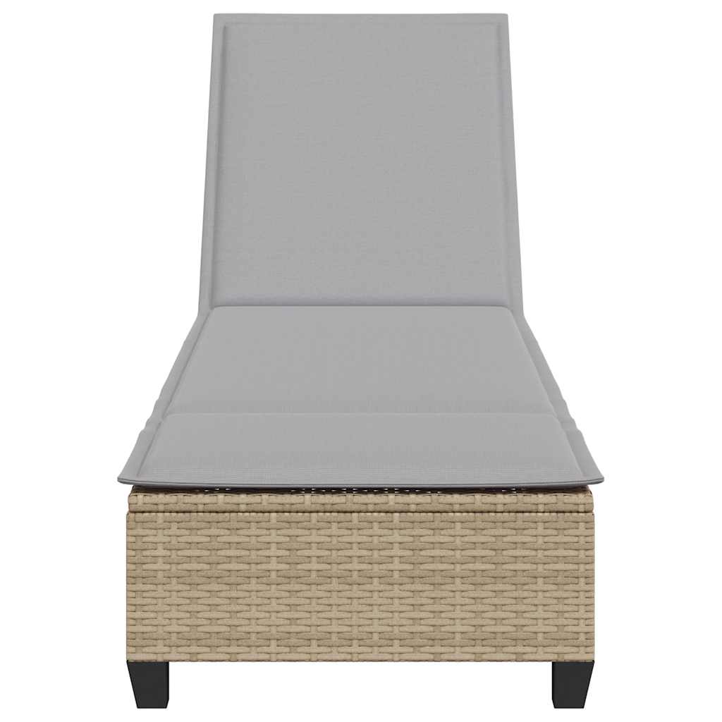 liggestol med hynder 55x200x25,5 cm polyrattan beige