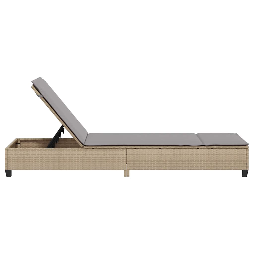liggestol med hynder 55x200x25,5 cm polyrattan beige