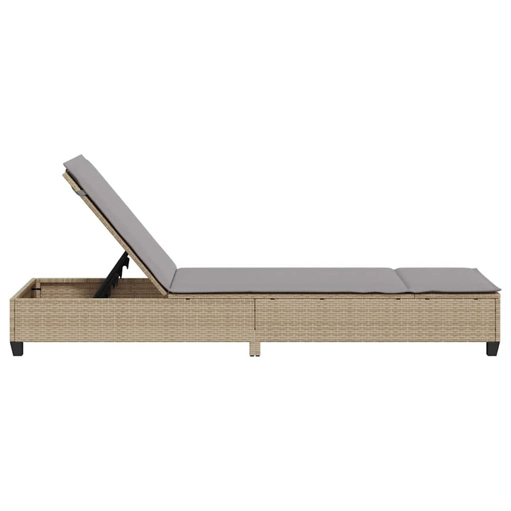 liggestol med hynder 55x200x25,5 cm polyrattan beige