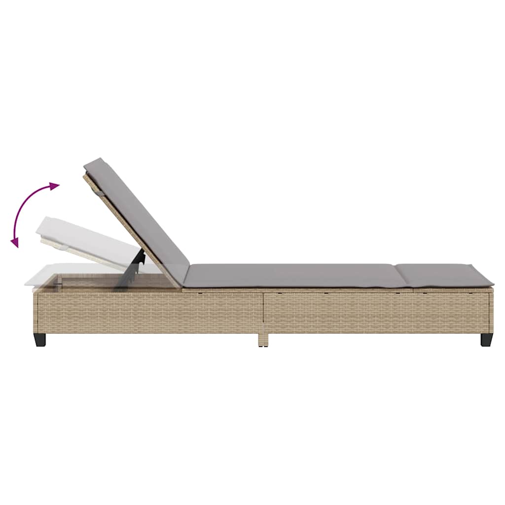 liggestol med hynder 55x200x25,5 cm polyrattan beige