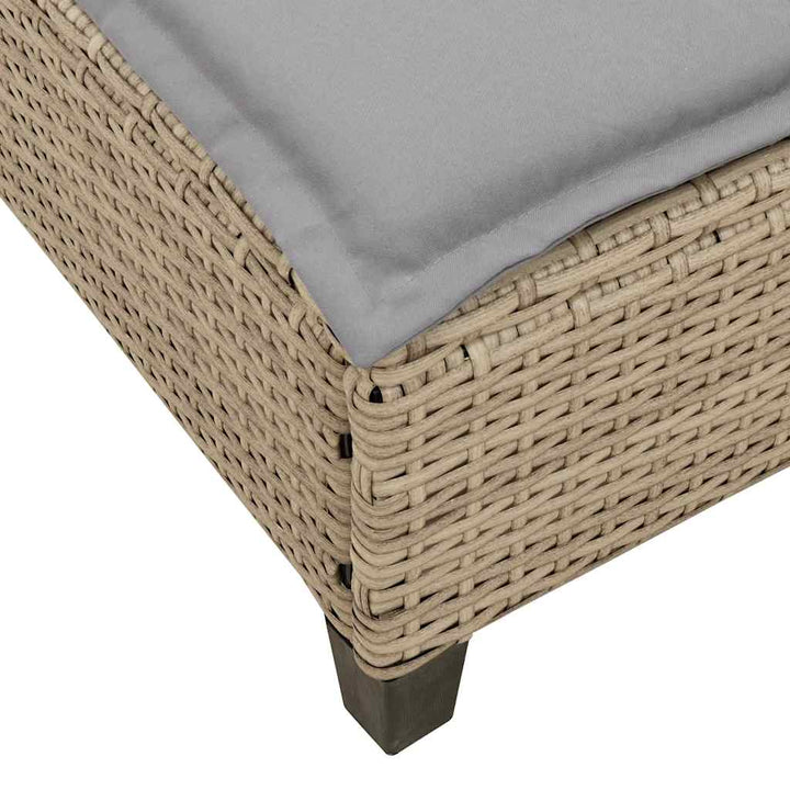 liggestol med hynder 55x200x25,5 cm polyrattan beige