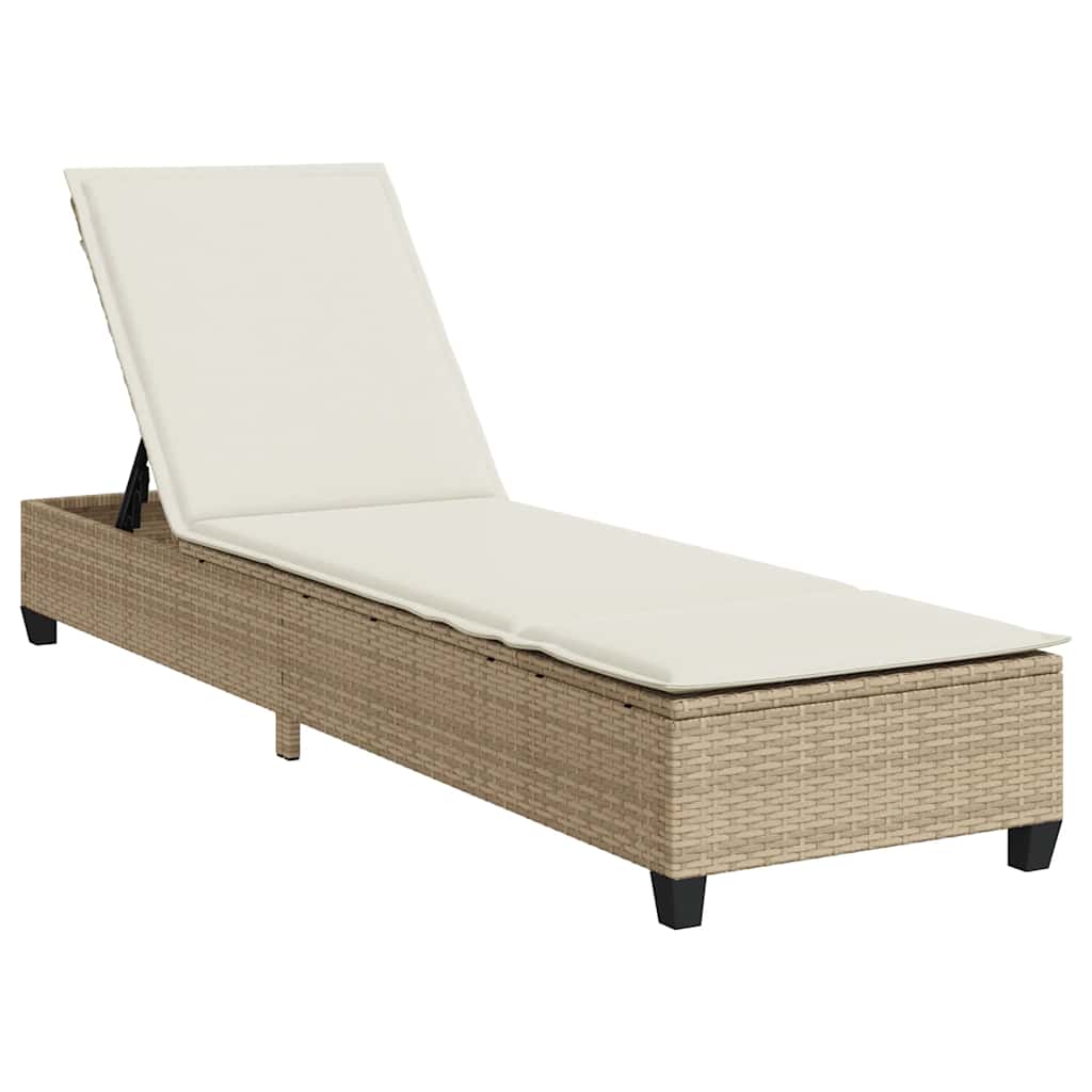 liggestol med hynder 55x200x25,5 cm polyrattan beige
