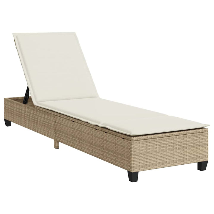 liggestol med hynder 55x200x25,5 cm polyrattan beige