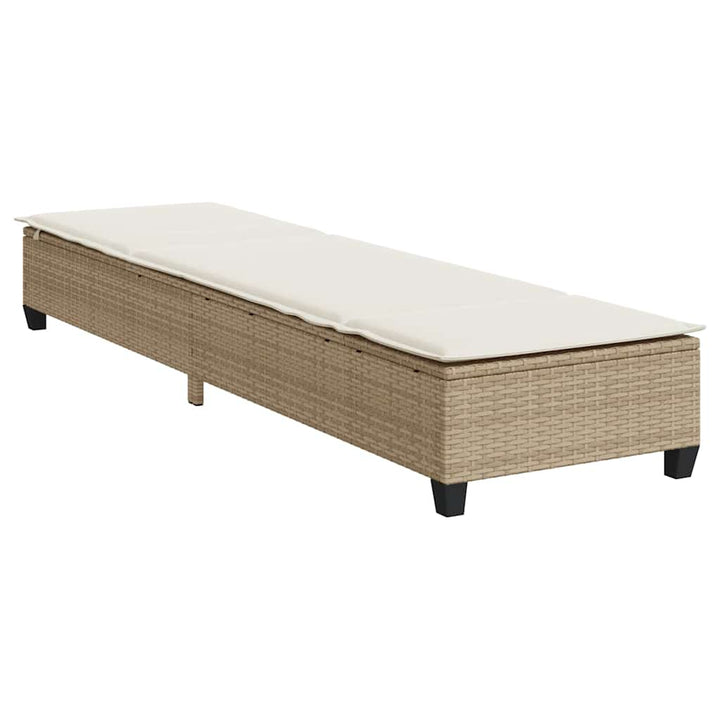 liggestol med hynder 55x200x25,5 cm polyrattan beige