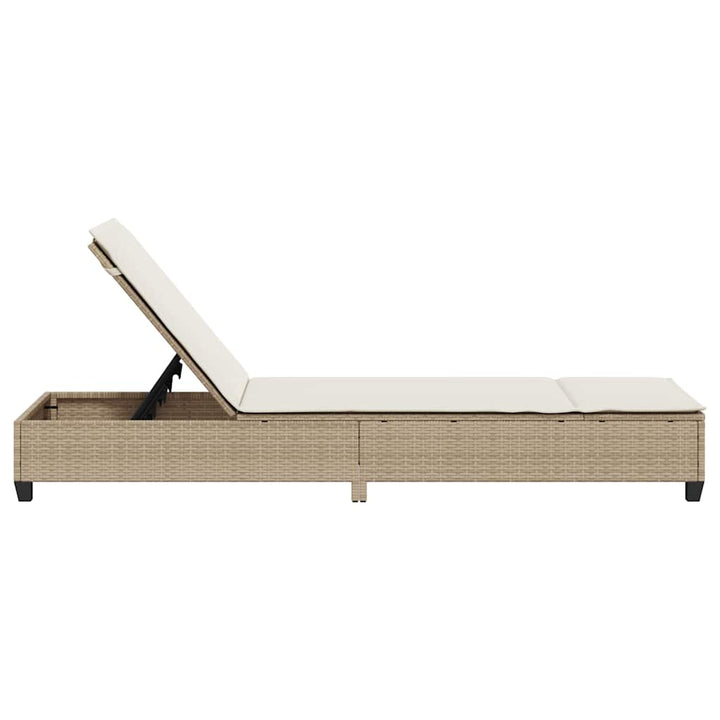 liggestol med hynder 55x200x25,5 cm polyrattan beige