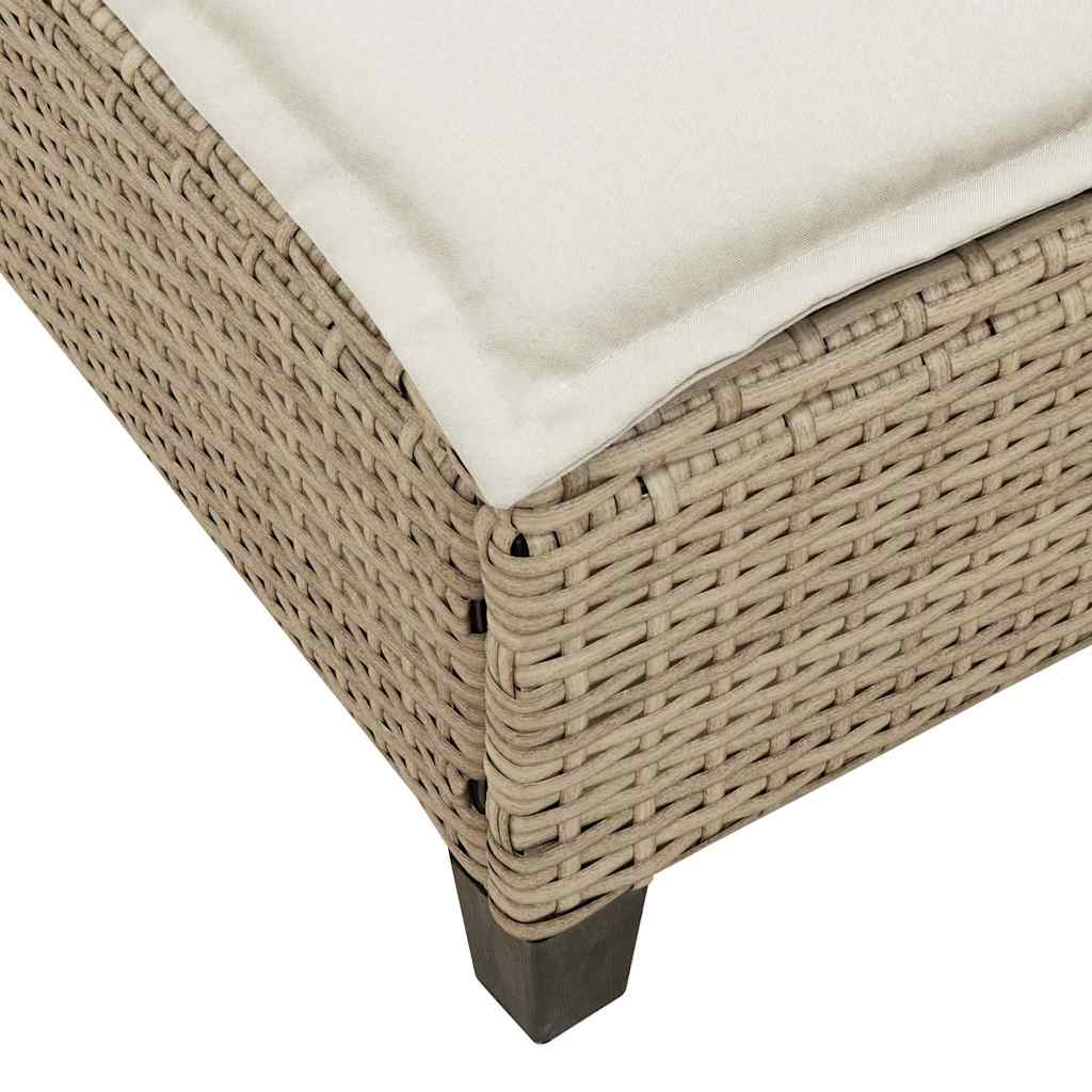 liggestol med hynder 55x200x25,5 cm polyrattan beige