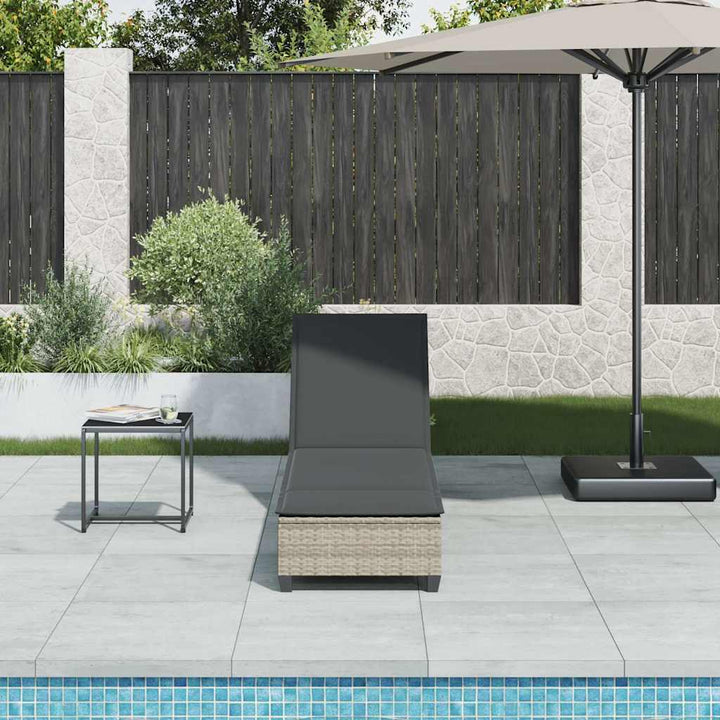 liggestol med hynder 55x200x25,5 cm polyrattan lysegrå